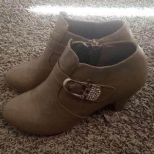 Tan booties with stones